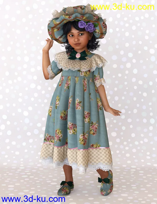 dForce Petite Style Dolly Dress for Genesis 8 Females模型的图片4