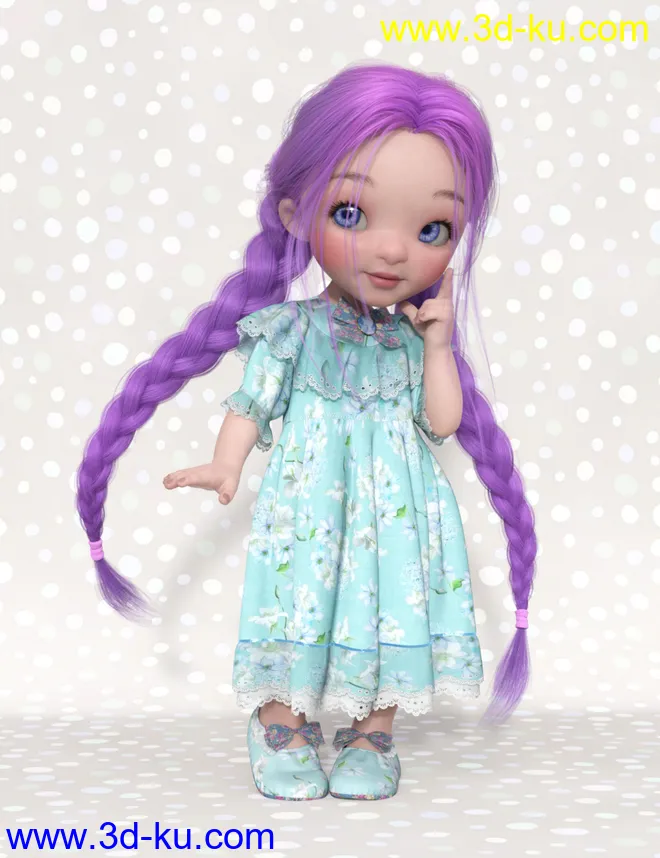 dForce Petite Style Dolly Dress for Genesis 8 Females模型的图片8