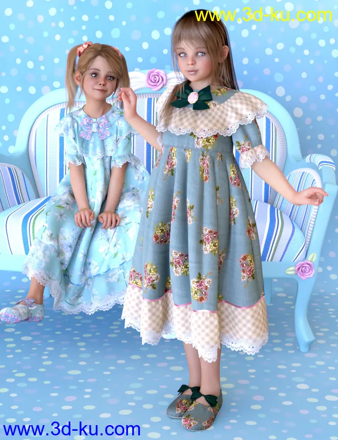 dForce Petite Style Dolly Dress for Genesis 8 Females模型的图片10