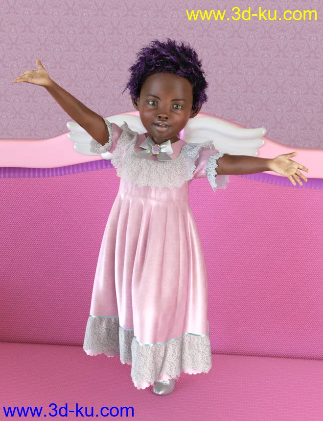 dForce Petite Style Dolly Dress for Genesis 8 Females模型的图片12