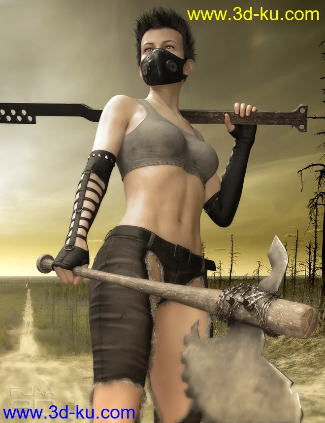 dForce Post Apocalyptic Outfit for Genesis 8 Females模型的图片2