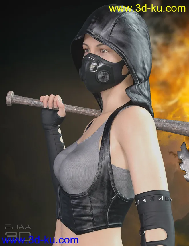 dForce Post Apocalyptic Outfit for Genesis 8 Females模型的图片4