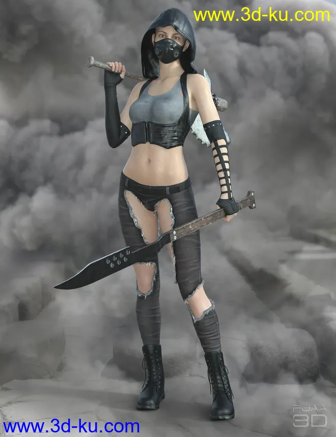 dForce Post Apocalyptic Outfit for Genesis 8 Females模型的图片5