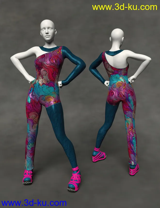 dForce Retro Catsuit Textures模型的图片4