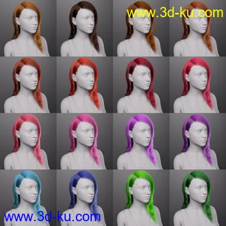 3D打印模型dForce Rozarie Hair for Genesis 8 & 3 Female(s)的图片