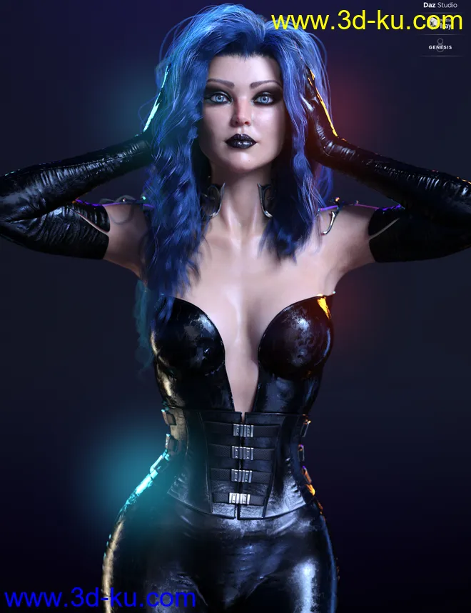 dForce Sanzu Hair for Genesis 8 Females模型的图片2