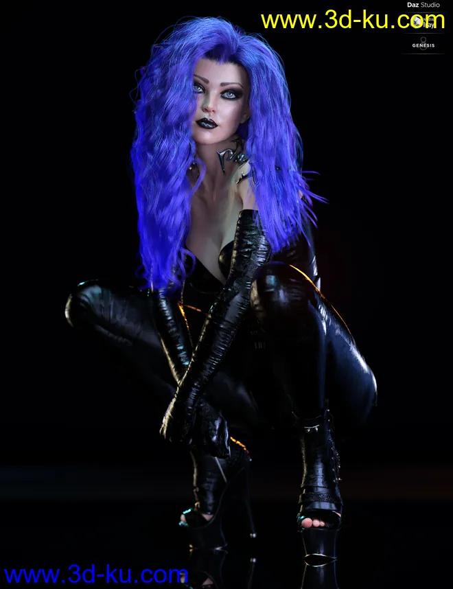 dForce Sanzu Hair for Genesis 8 Females模型的图片4