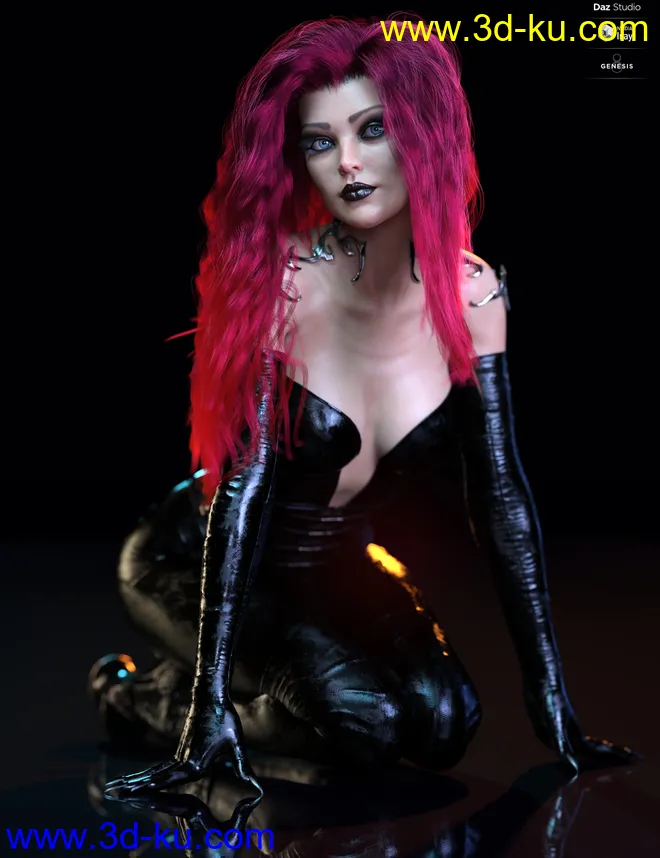 dForce Sanzu Hair for Genesis 8 Females模型的图片5