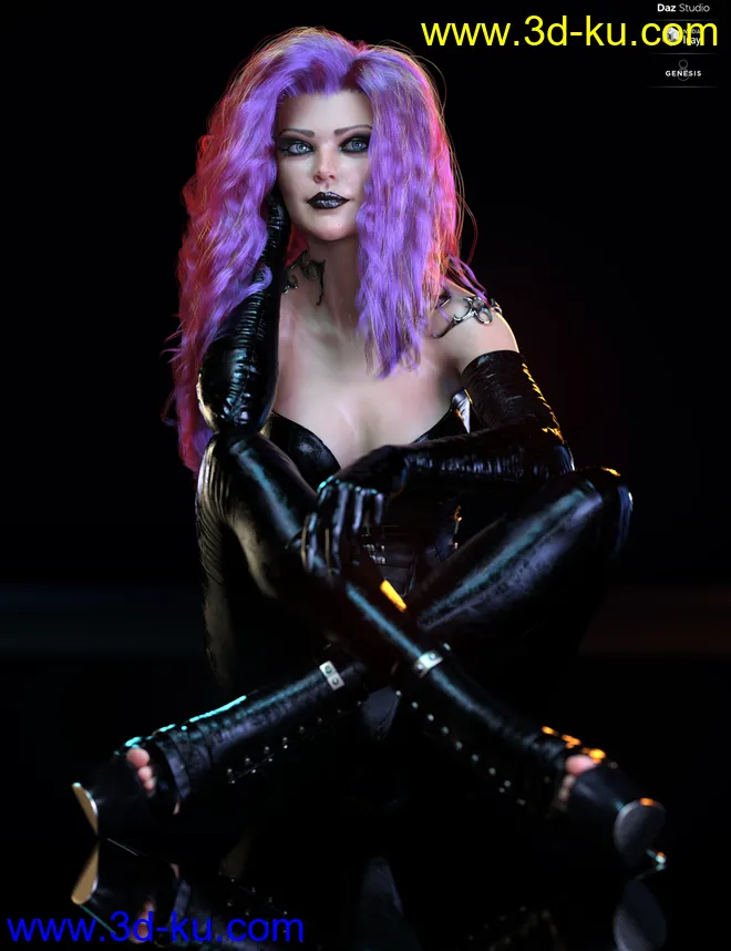 dForce Sanzu Hair for Genesis 8 Females模型的图片7