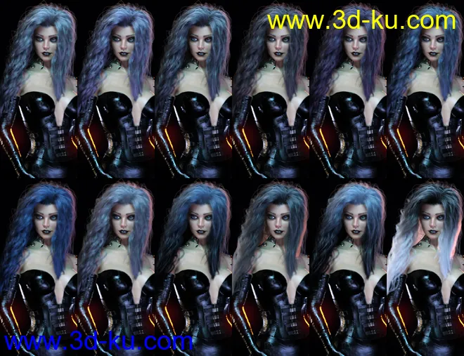 dForce Sanzu Hair for Genesis 8 Females模型的图片12