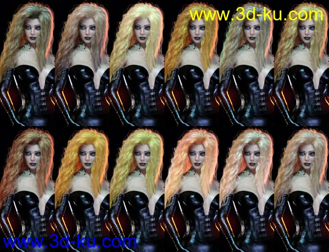 dForce Sanzu Hair for Genesis 8 Females模型的图片13