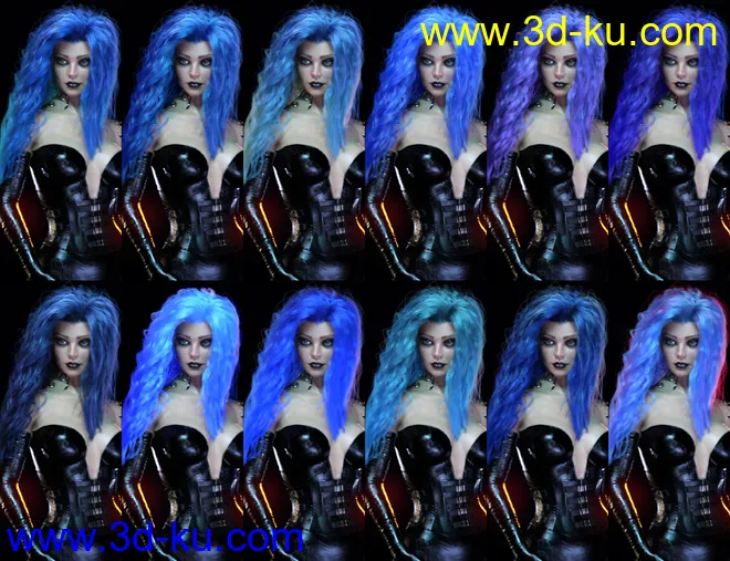 dForce Sanzu Hair for Genesis 8 Females模型的图片14