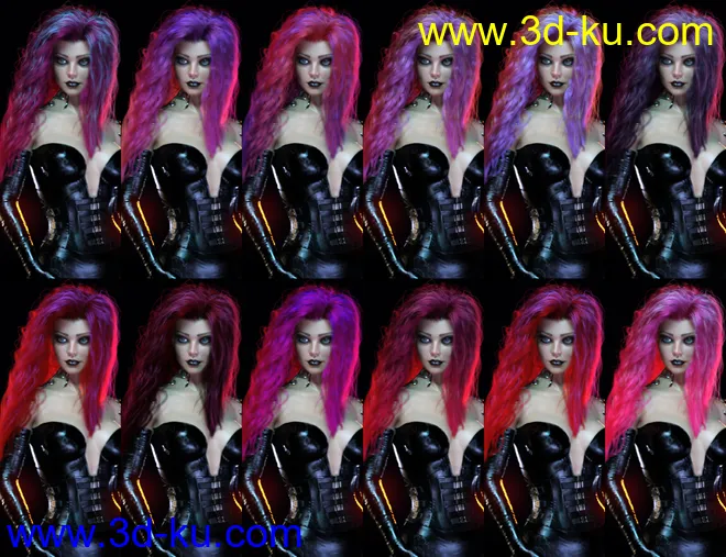 dForce Sanzu Hair for Genesis 8 Females模型的图片15