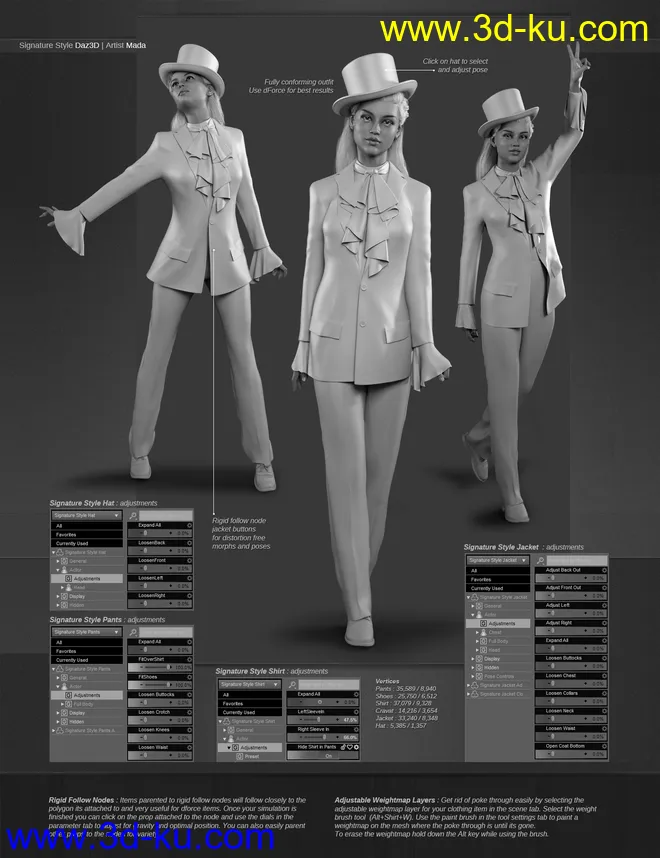 dForce Signature Style Outfit for Genesis 8 Females模型的图片5