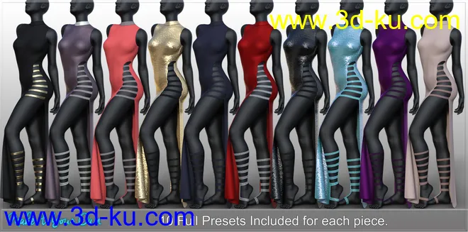 dForce Slinky Sass Outfit for Genesis 8 and 8.1 Females模型的图片4