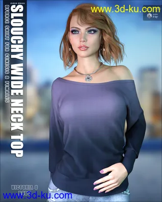 3D打印模型dForce Slouchy Wide Neck Top G8F的图片