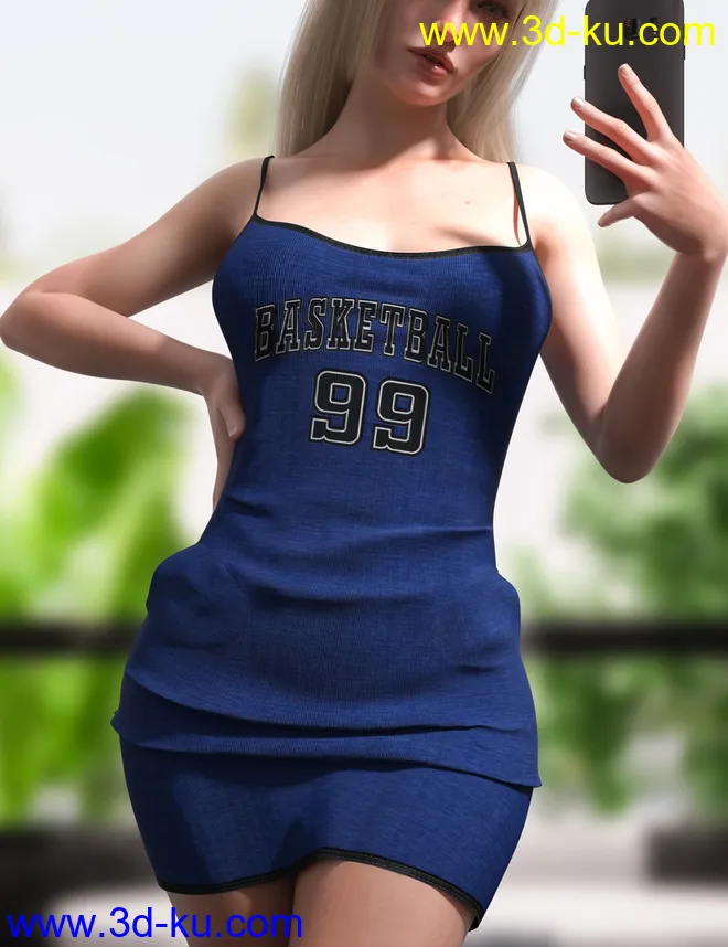 dForce Summer Sleeveless Dress for Genesis 8 and 8.1 Females模型的图片4