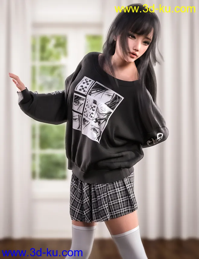 dForce Sweet Girl Outfit for Genesis 8 and 8.1 Females模型的图片2