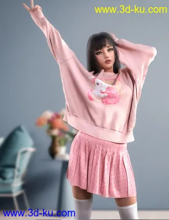 3D打印模型dForce Sweet Girl Outfit for Genesis 8 and 8.1 Females的图片