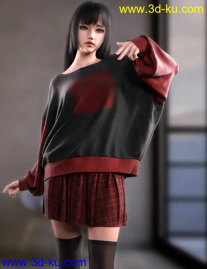 dForce Sweet Girl Outfit for Genesis 8 and 8.1 Females模型的图片4