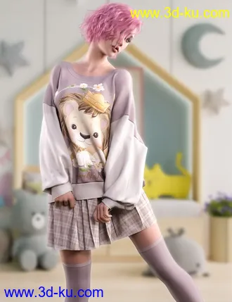 3D打印模型dForce Sweet Girl Outfit for Genesis 8 and 8.1 Females的图片