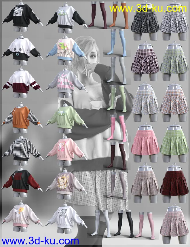 dForce Sweet Girl Outfit for Genesis 8 and 8.1 Females模型的图片9