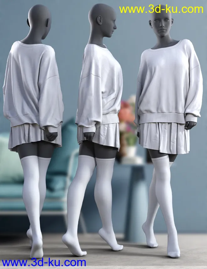 dForce Sweet Girl Outfit for Genesis 8 and 8.1 Females模型的图片10