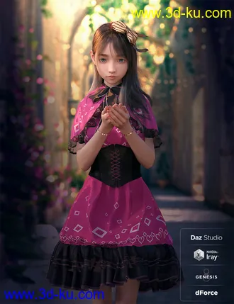 3D打印模型dForce SYee Cute Princess Dress for Genesis 8 Females的图片