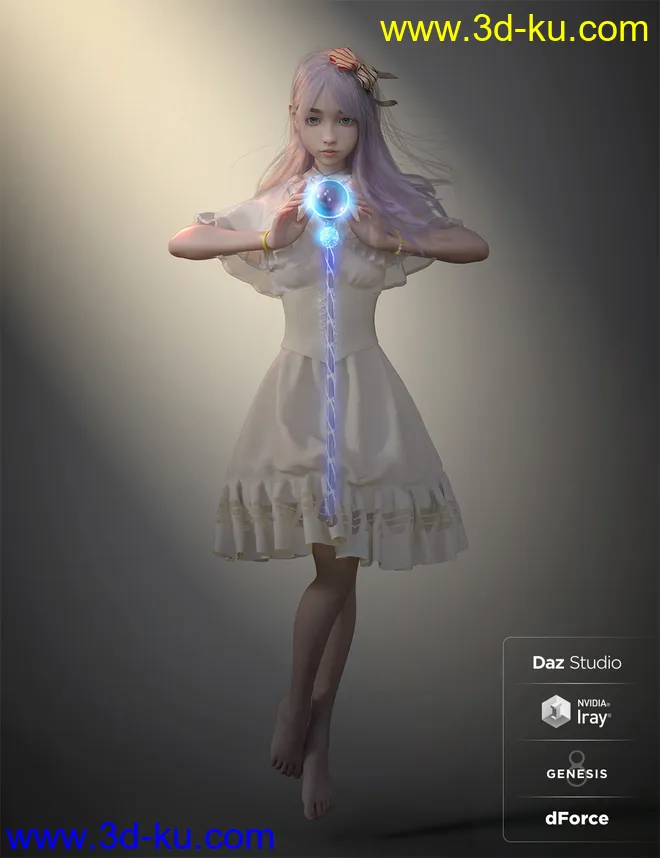 dForce SYee Cute Princess Dress for Genesis 8 Females模型的图片4