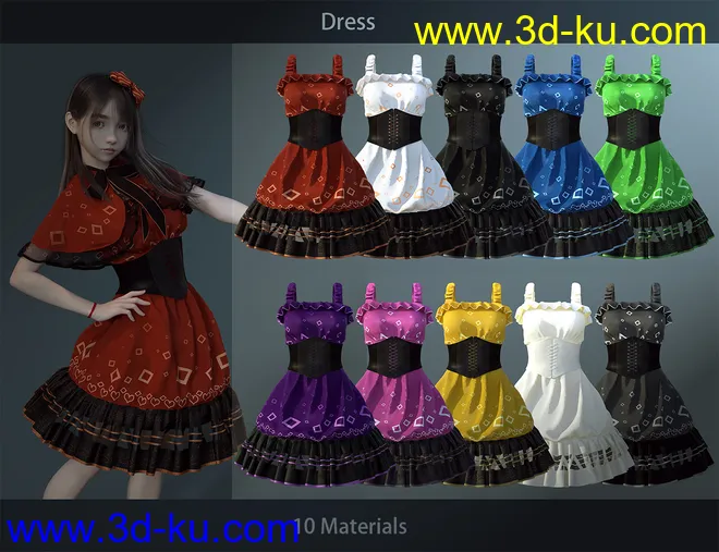 dForce SYee Cute Princess Dress for Genesis 8 Females模型的图片8