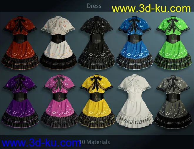 dForce SYee Cute Princess Dress for Genesis 8 Females模型的图片9