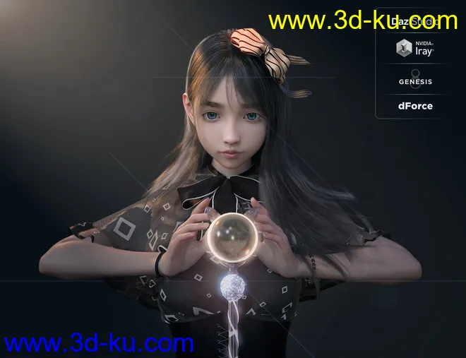 dForce SYee Cute Princess Dress for Genesis 8 Females模型的图片10