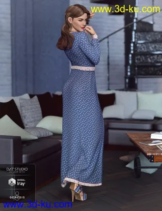 3D打印模型dForce V-Neck Maxie Dress for Genesis 8 Female(s)的图片