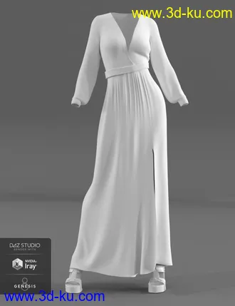 3D打印模型dForce V-Neck Maxie Dress for Genesis 8 Female(s)的图片