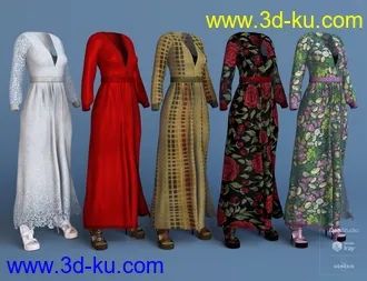 3D打印模型dForce V-Neck Maxie Dress Textures的图片