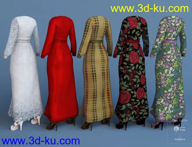 dForce V-Neck Maxie Dress Textures模型的图片2