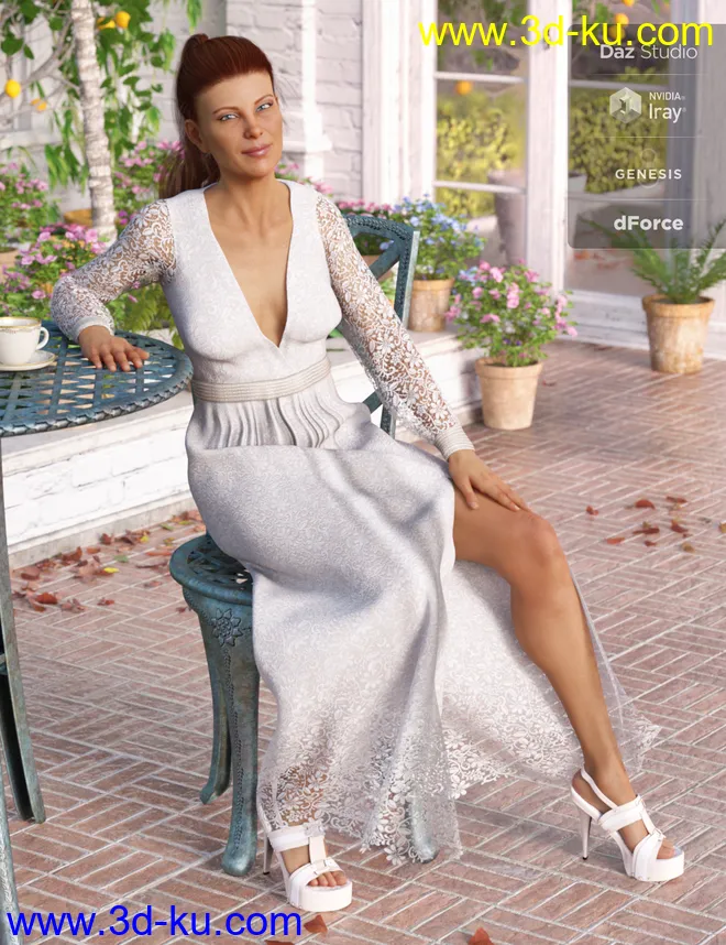 dForce V-Neck Maxie Dress Textures模型的图片5