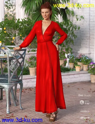 3D打印模型dForce V-Neck Maxie Dress Textures的图片