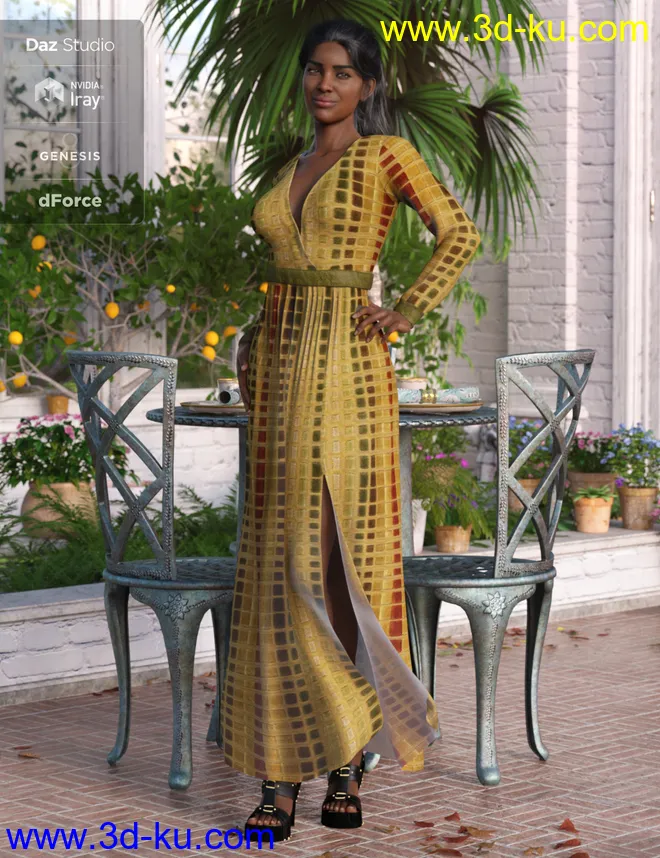 dForce V-Neck Maxie Dress Textures模型的图片7