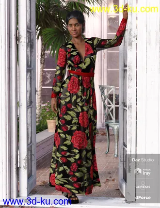 3D打印模型dForce V-Neck Maxie Dress Textures的图片