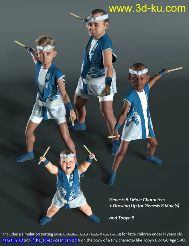 dForce Wadaiko Brothers for Kayden 8.1模型的图片13