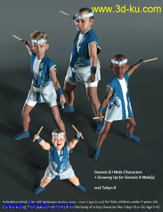 3D打印模型dForce Wadaiko Brothers for Kayden 8.1的图片