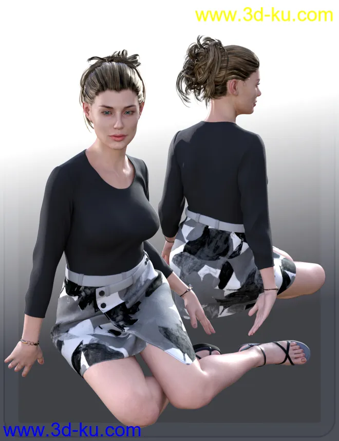 dForce Wrap Skirt Outfit for Genesis8 Female(s)模型的图片2
