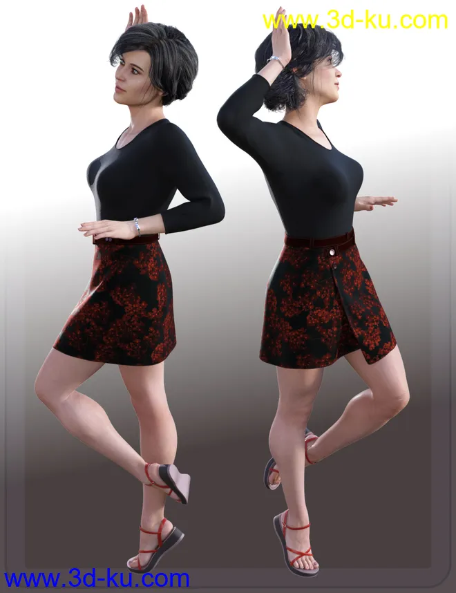 dForce Wrap Skirt Outfit for Genesis8 Female(s)模型的图片3