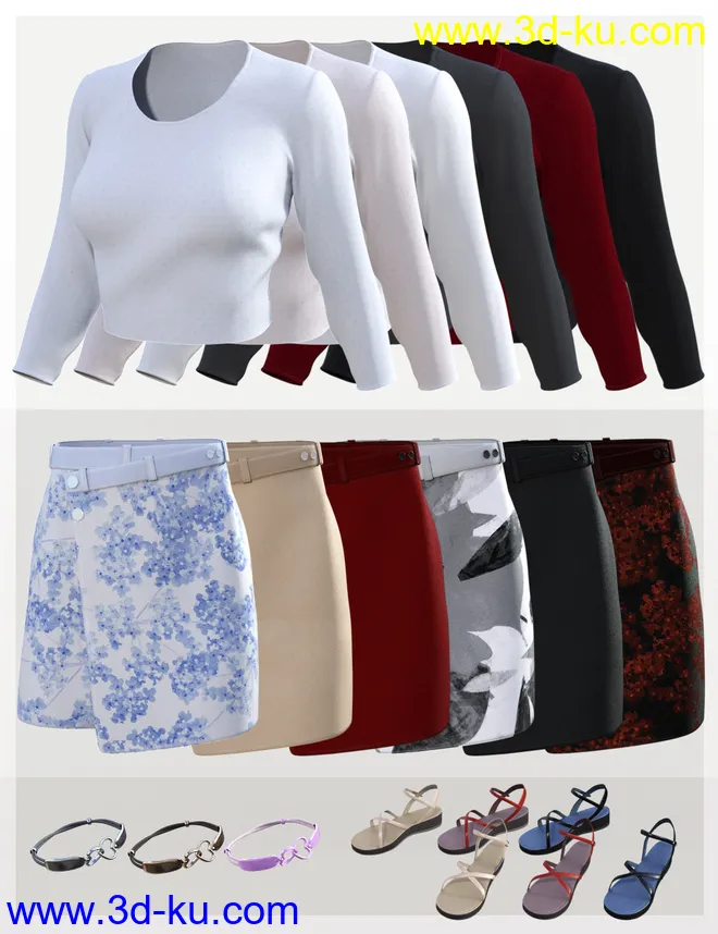 dForce Wrap Skirt Outfit for Genesis8 Female(s)模型的图片4