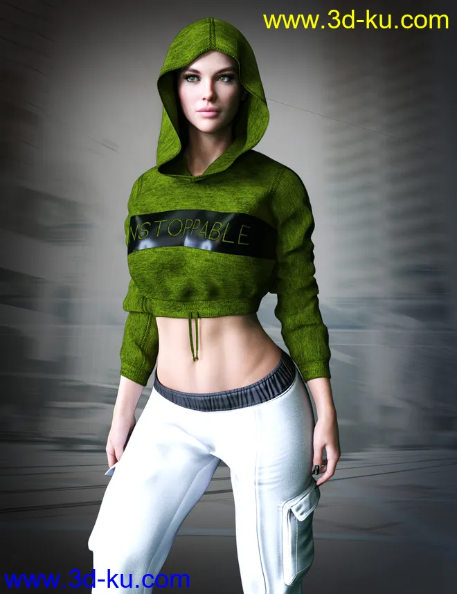 dForce X-Fashion Urban Outfit for Genesis 8 and 8.1 Females模型的图片3