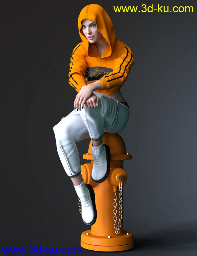 dForce X-Fashion Urban Outfit for Genesis 8 and 8.1 Females模型的图片4