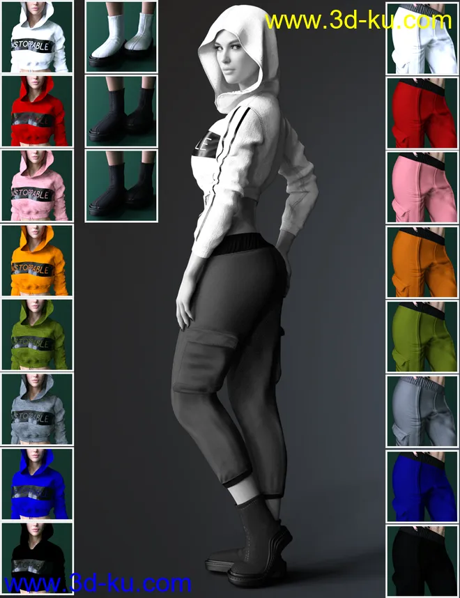 dForce X-Fashion Urban Outfit for Genesis 8 and 8.1 Females模型的图片5