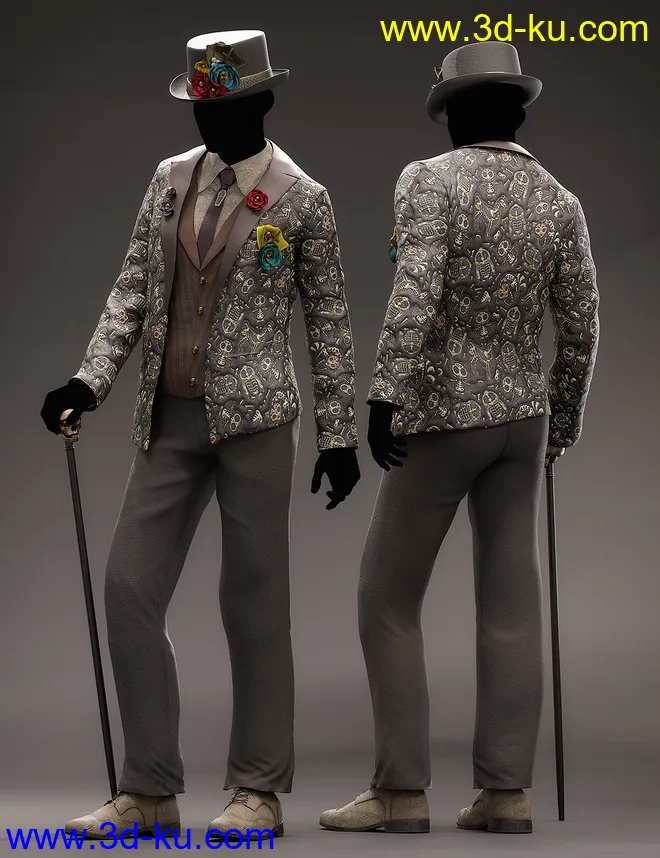 Dia De Los Muertos Male Outfit Textures模型的图片2