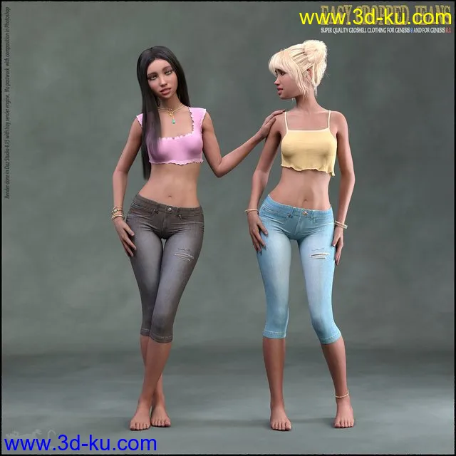 Easy Cropped Jeans for Genesis 8 and 8.1模型的图片1